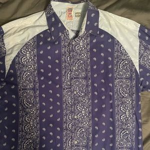 Men’s 3x A. Tiziano blue bandana button up shirt